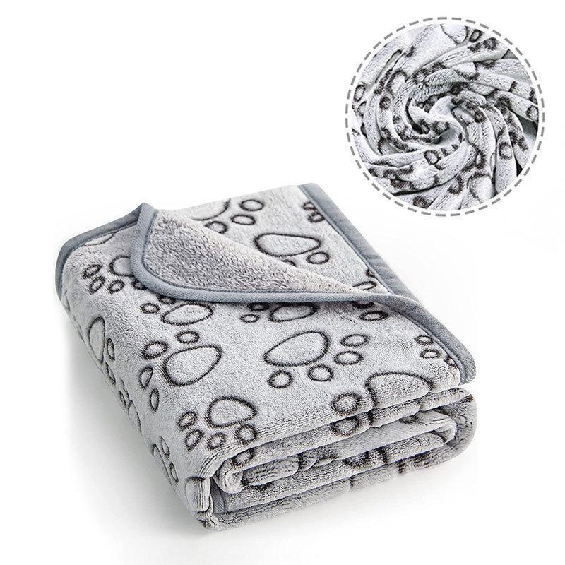 Manta Suave para Gatos con Estampado Floral y de Huellas