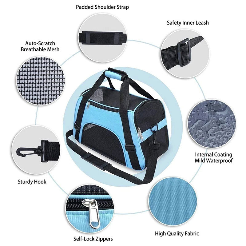Bolsa Transportín Plegable para Gatos — Malla Transpirable y Bandolera