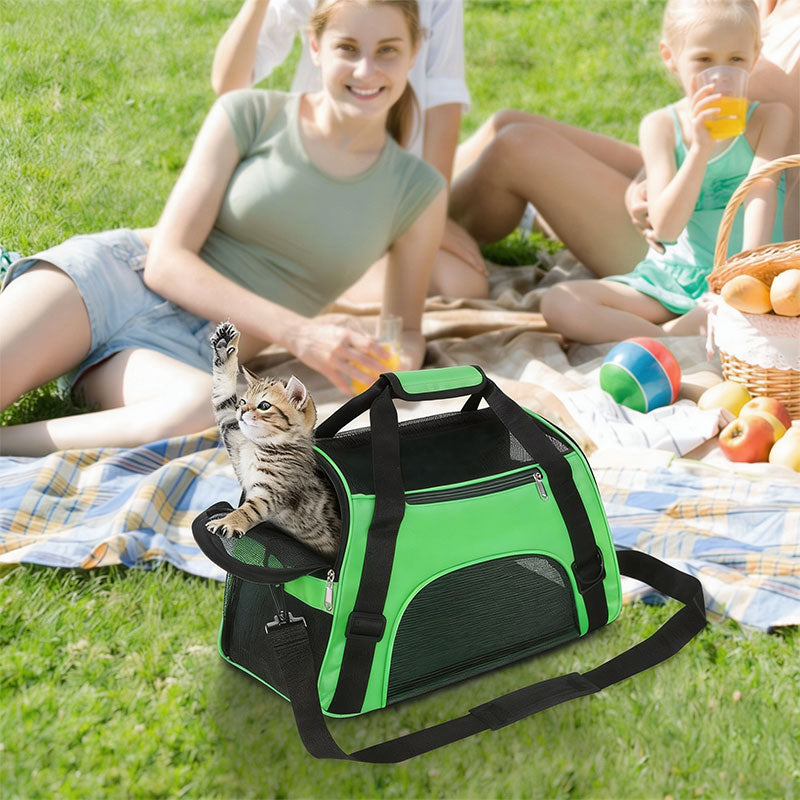 Bolsa Transportín Plegable para Gatos — Malla Transpirable y Bandolera