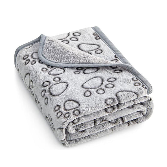 Manta Suave para Gatos con Estampado Floral y de Huellas