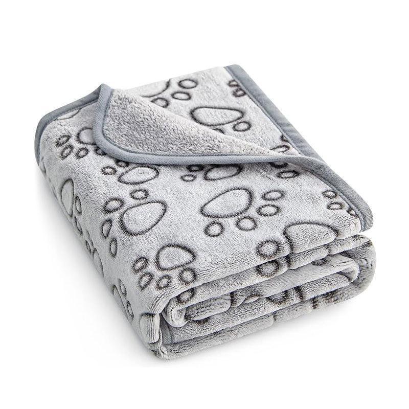 Manta Suave para Gatos con Estampado Floral y de Huellas