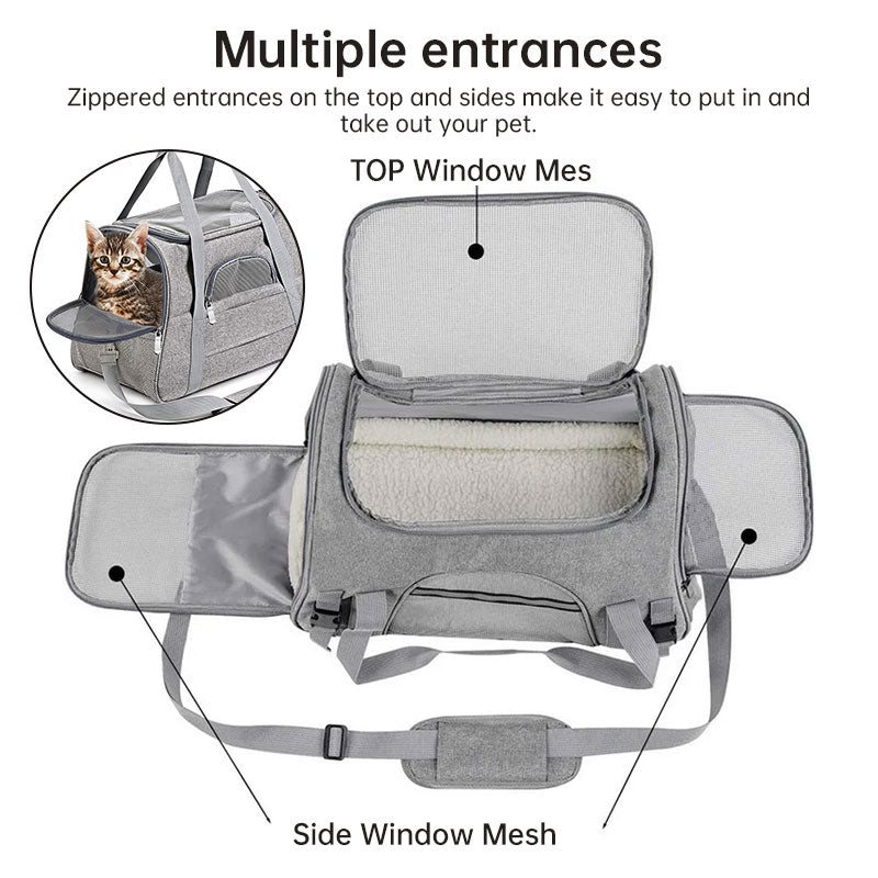 Bolsa Transportín Plegable para Gatos — Malla Transpirable y Bandolera