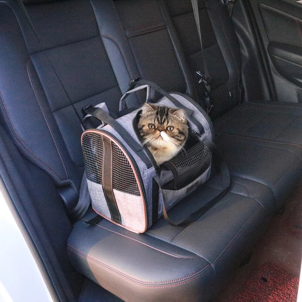 Transportín Plegable Multifuncional para Gatos — Cámara Abatible con Cojín