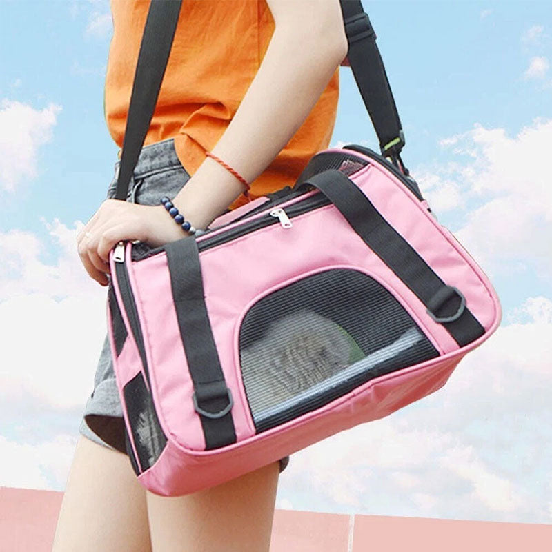 Bolsa Transportín Plegable para Gatos — Malla Transpirable y Bandolera