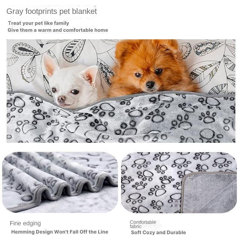 Manta Suave para Gatos con Estampado Floral y de Huellas
